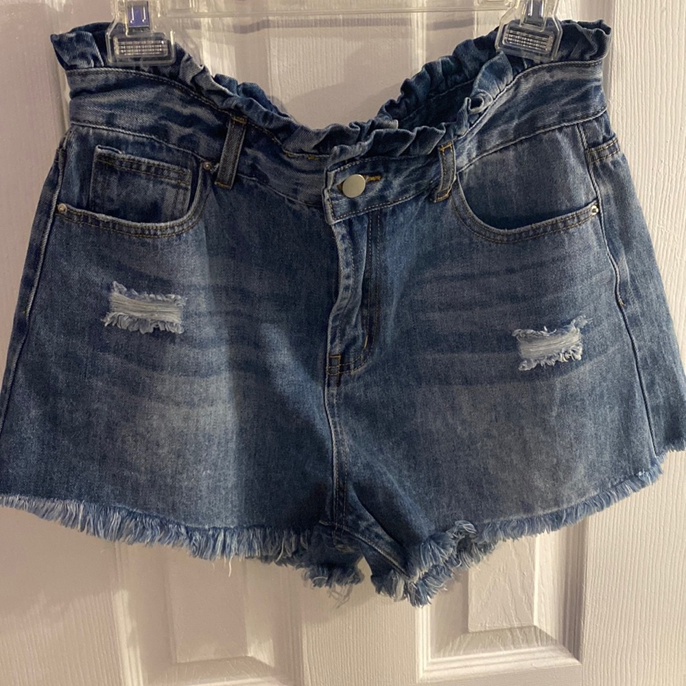 High waisted denim shorts